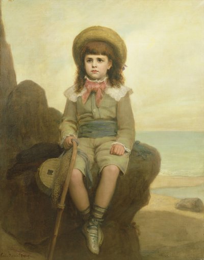 Junger Junge auf einem Felsen von Emile Dupont Zipcy